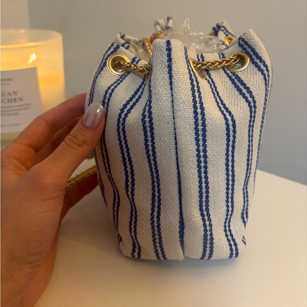 Striped Blue and White Women's Bag - Picture 9 of 13
